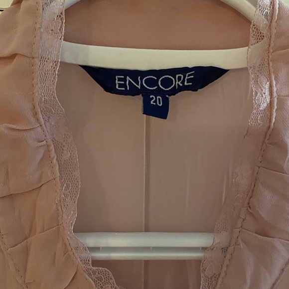 20 Encore Chiffon & Lace  Cap-Sleeve Blouse - Picture 3 of 4